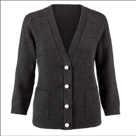 CABI #3533 Cultured Cardigan Sweater in Charcoal Gray Size M - Picture 2 of 11